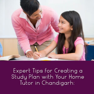 A student sitting at a desk with a home tutor in Chandigarh, discussing a study plan.